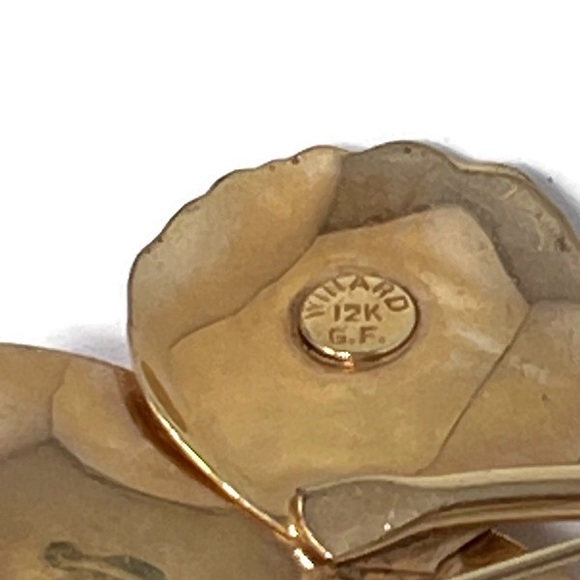 ☘️VINTAGE☘️Signed Winard 12K GF Clover Faux Pearl Pin/Brooch - Picture 4 of 5
